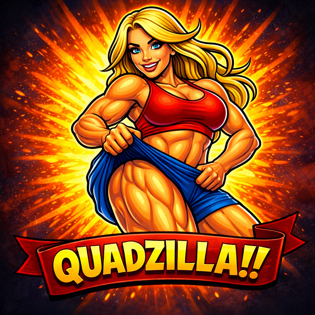 Jani character celebration art for Johnny Pump Iron